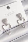 Mey İthalat® Pirinç Gümüş Renk Zirkon Taşlı Kalp Model Kadın Küpe