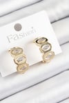 Mey İthalat® Pirinç Zirkon Taşlı Damla Figürlü Halka Model Gold Renk Kadın Küpe