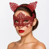 Mey İthalat® Romantik Kırmızı Dantel Maske Seti – Kedi Kulaklı Taç ve Maske 3 No