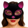 Mey İthalat® Siyah Renk Fuşya Simli Süet Kaplama Kedi Maskesi 18x14 cm