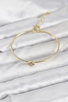 Mey İthalat® Zirkon Taşlı Yonca Model Gold Renk Kadın Bileklik