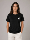 Minimal Geyik Logolu Tişört Bisiklet Yaka Kısa Kol Yazlık T-shirt - Siyah