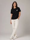 Minimal Geyik Logolu Tişört Bisiklet Yaka Kısa Kol Yazlık T-shirt - Siyah