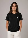 Minimal Geyik Logolu Tişört Bisiklet Yaka Kısa Kol Yazlık T-shirt - Siyah