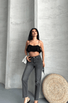 Mom Fit Enzim Taş Yıkama Jeans Pantolon Füme D2006
