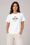 Müzik Temalı Baskılı Tişört Bisiklet Yaka Kısa Kol T-shirt - Beyaz
