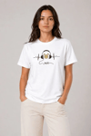 Müzik Temalı Baskılı Tişört Bisiklet Yaka Kısa Kol T-shirt - Beyaz