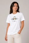 Müzik Temalı Baskılı Tişört Bisiklet Yaka Kısa Kol T-shirt - Beyaz