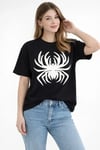 Örümcek Baskılı Tişört Kısa Kollu Bisiklet Yaka T-shirt - Siyah