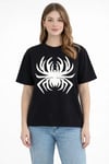 Örümcek Baskılı Tişört Kısa Kollu Bisiklet Yaka T-shirt - Siyah