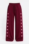 Osy Modal Yumuşak Dokulu Nakışlı Cepli Oversize Bol Paça Eşofman Altı - Bordo