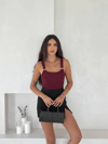 Ottoman Toka Askılı Bluz Bordo S4194