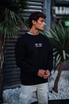 Oversize Bisiklet Yaka Üç İplik Baskılı Sweatshirt - Siyah