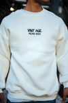 Oversize Bisiklet Yaka Üç İplik Baskılı Sweatshirt - Beyaz
