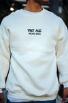 Oversize Bisiklet Yaka Üç İplik Baskılı Sweatshirt - Beyaz