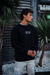 Oversize Bisiklet Yaka Üç İplik Baskılı Sweatshirt - Siyah