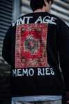Oversize Bisiklet Yaka Üç İplik Baskılı Sweatshirt - Siyah