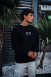 Oversize Bisiklet Yaka Üç İplik Baskılı Sweatshirt - Siyah
