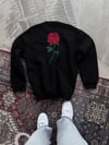 Oversize Üç İplik Bisiklet Yaka Baskılı Sweatshirt - Siyah