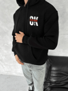 Oversize Üç İplik Kapşonlu Sweatshirt - Siyah