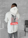 Oversize Üç İplik Kapüşonlu Sweatshirt - Beyaz