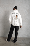 Oversize Üç İplik Şardonlu Kapüşonlu Sweatshirt – Beyaz “other Lives” Ön Ve Arka Baskılı, Kanguru Cepli, Ribanalı Rahat Kışlık Model Beyaz