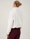 Oversize Yarım Farmuarlı Yakalı Basic Sweatshirt - Beyaz