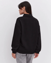 Oversize Yarım Farmuarlı Yakalı Basic Sweatshirt - Siyah