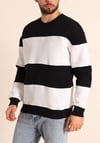 Parçalı Bisiklet Yaka Baskılı Sweatshirt - Siyah