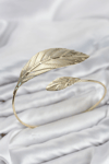 Pazu Bileklik Gold Renk Pirinç Yaprak Model