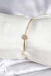 Pembe Zirkon Taşlı Kalp Model Gold Renk Kadın Bileklik