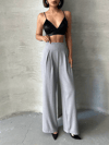 Pileli Keten Pantolon S255046