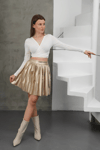 Piliseli Deri Etek Gold H261564