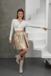 Piliseli Deri Etek Gold H261564