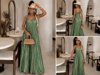 Piliseli Varak Baskılı Elbise