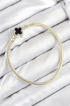 Pirinç Charm Zirkon Taşlı Yonca Model Gold Renk Kadın Bileklik
