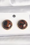 Pirinç Gold Renk 3d Daire Leopar Model Kadın Küpe