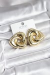 Pirinç Gold Renk Geometrik Vintage Kadın Küpe