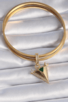 Pirinç Gold Renk Zirkon Taşlı 3d Üçgen Model Ajda Charm