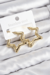 Pirinç Yıldız Model Gold Renk Kadın Küpe