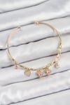 Pirinç Zirkon Taşlı Pembe Kalp Model Gold Renk Charm Bileklik
