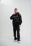 Polızeı Premium Kalite Kapşonlu Varak Ve Pano Baskılı Sweatshirt - Siyah