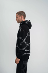 Polızeı Premium Kalite Kapşonlu Varak Ve Pano Baskılı Sweatshirt - Siyah
