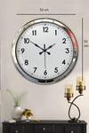Sade Ve Şık Krom 52 Cm Metal Dekoratif Duvar Saati