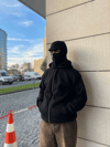 Samuray Ninja Çift Kapşonlu Zıp Fermuarlı Kanguru Çepli Tam Fermuarlı Hoodie Swetshirt - Siyah