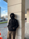 Samuray Ninja Çift Kapşonlu Zıp Fermuarlı Kanguru Çepli Tam Fermuarlı Hoodie Swetshirt - Siyah