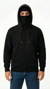Samuray Ninja Çift Kapüşonlu Zıp Fermuarlı Kanguru Cepli Tam Fermuarlı Hoodie Sweatshirt - Siyah
