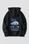 Sevgililer Günü Özel Kapüşonlu Araba Baskılı Oversize Sweatshirt - Siyah