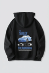 Sevgililer Günü Özel Kapüşonlu Araba Baskılı Oversize Sweatshirt - Siyah