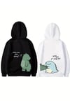 Sevgililer Günü Özel Unisex Kapüşonlu Baskılı Oversize Sweatshirt - Siyah